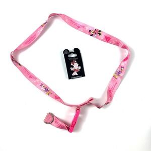 Disney Parks Minnie Mouse Pin Pink Red Shanghai Grand Opening Lanyard Pink 2 Pcs
